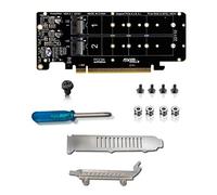Asyduey PCIE X16 vers M.2 M-Key NVMEx4 SSD 2U Server Riser Card Double Face 4-Disk NVME PCI-EX16 Split Card