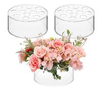 Asyduey Pièce Maîtresse Florale en Acrylique 3 Pièces pour Décorations de Table à Manger Vase à Fleurs Rond de Mariage Vases de Pièce Maîtresse à 12 Trous
