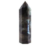 Asyduey Pierre de Lune Colonne de Cristal Naturel Labradorite Quartz ObéLisque Colonne de Cristal Point Pierre de GuéRison DéCor à 7-8 Cm