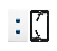 Asyduey Plaque Murale Ethernet avec Support de Basse Tension, Prise Murale de Câble Ethernet Cat6 à Un Gang 2 Ports