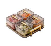 Asyduey Plateau de Collation de Fête Multifonctionnel pour Fruits, Noix, Plateau de Fête à Compartiments, Bol de Service Divisé avec Couvercle 21,5 X 18,5 X 9 cm pour Craquelins A
