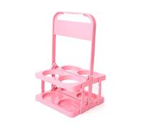 Asyduey Porte-Boisson en Plastique Pliable à 4 Trous, Porte-Boisson Réutilisable avec Poignée Porte-Boisson Portable Rose