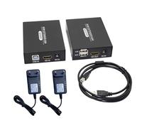 Asyduey Rallonge KVM Compatible 60M Rallonge Ethernet USB KVM Compatible Émetteur Récepteur Prise UE Fer Longue Portée Rallonge Compatible 1 Ensemble