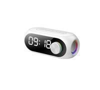 Asyduey Réveil Portable Enceinte Bluetooth Radio FM avec Caisson de Basses sans Boîte de Son Mini-Woofers Carte TF Multi-Fonctions