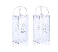 Asyduey Sac à Vin de Glace 2 PCS avec Poignée Refroidisseur de Poche à Vin Transparent pour Fête, Extérieur, Champagne, Bière Froide