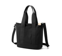 Asyduey Sac Fourre-Tout Multi-Poches avec Fermeture Éclair, Sac à Main Japonais en Toile Fait à la Main avec Compartiments, Multifonction Noir