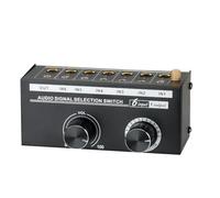 Asyduey Sélecteur de Commutateur Audio 6 Entrées 1 Sortie Commutateur de Sélection de Signal Audio Sélecteur de Canal Sonore Stéréo avec Contrôle du Volume