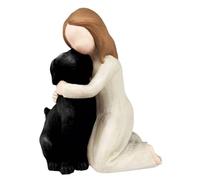 Asyduey Statues de Figurines Love My Dog, Cadeaux Commémoratifs D'Amitié Chien, Figurines Sculptées Peintes à la Main pour Les Amoureux des Chiens, Noir
