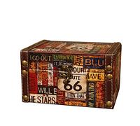 Asyduey Stockage Vintage Valise DéCorative Petite RéTro BoîTe en Bois Cercueil Serrure BoîTe de Rangement de Bureau Finition Muhe BoîTe à 66 Route