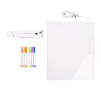 Asyduey Tableau de Notes LED, Tableau de Marquage de Messages en Acrylique Brillant avec Lumière, Tableau Blanc Éclairé (7,9 X 7,9 Pouces) Installation Facile