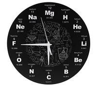 Asyduey Tableau PéRiodique des éLéMents Art Mural Symboles Chimiques Horloge Murale Educatif Elemental Affichage Classe Horloge Cadeau de L'Enseignant Noir