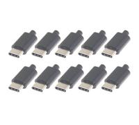 Asyduey Type C Usb3.1 3A Connecteurs USB de Charge Prise Mâle de Queue Bornes Électriques Soudage Câble de Données DIY Accessoires de Câble de Données DIY Noir 10Pcs