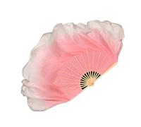 Asyduey Veil D'Éventail de Danse Coloré Fait à la Main Voile de Danse Folklorique pour Femmes en Soie 1 Paire 2 Couches Teinture à la Main de Voile de Danse en Soie (1L + 1R)