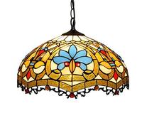 ASYHONG 16 "de Large Style Tiffany Suspendu Suspendu Lampe Baroque tachée Lampe de Lampe Vintage décoration Suspendue Suspendu pour la Salle à Manger de l'îlot de Cuisine, E27 KeYJ