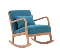ASYHONG Chaise à Bascule de Glider Comfort - Composier à Linge en Coton Confortable, Dossier Ergonomique, Cadre en Caoutchouc Robuste, idéal pour Le Salon et la Chambre, et élégant (Bleu) KeYJ