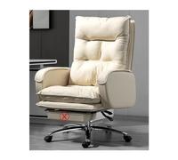 ASYHONG Chaise de Bureau de Bureau à Domicile Ergonomique Chaise d'ordinateur pivotant en Cuir pour Travailler Confortable, pédale Blanche KeYJ