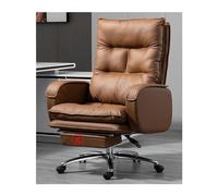 ASYHONG Chaise de Bureau de Bureau à Domicile Ergonomique Chaise d'ordinateur pivotant en Cuir pour Travailler Confortable, pédale Brownno KeYJ