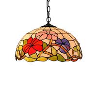 ASYHONG Lampe pendentielle 16 Pouces Vintage Fleurs de Verre tachée Pastorale Shade E27 Tiffany Style Plafond Lautres de Suspension pour Le Couloir de la Salle à Manger 40W 110V-240V, A KeYJ