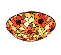 ASYHONG Loues de Plafond de Style Tiffany Vintage Nuance Pastorale en Verre Nuage Lustre à Chasse à la Main Plafond de Tournesol de Tournesol léger pour Chambre à Coucher, 16 Pouces KeYJ