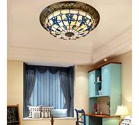 ASYHONG Louteurs de Plafond Vintage Tiffany, Coquille Naturelle à la Main Pourpre Lilas de Fleur Lampe de Plafond, 3 Lampes, luminaire de Plafond à Monture à Chasse d'eau pour Le Foyer d'allée du