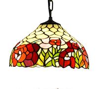 ASYHONG Pendentif de Style Tiffany Vintage 12 Pouces Pastoral vitrail Rouge Jaune Rose Suspension pendante e27 Plafond Suspendu luminaire pour Restaurant, Un KeYJ