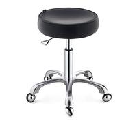 ASYHONG Tabouret de Spa en Cuir avec Roues Tabouret pivotant réglable de Hauteur pour la Cuisine Salon et Chaise de Profil Bas pour Confort et mobilité, Black1 KeYJ