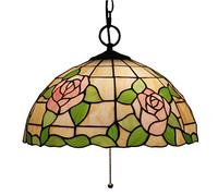 ASYHONG Tébarbac à Pendentif 16 Pouces Vintage Verre Pastorale Teinture Rose Shade E27 3 lumières Tiffany Style Plafond Lautres suspendues pour Le Salon d'allée 110V-240V, I KeYJ