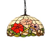 ASYHONG Tiffany Style 12 "de Large Suspension Suspendue Fleurs de Lampe tachée Lampe de Lampe de Lampe Pastorale Vintage Lampe Suspendue 1 Lumière pour l'îlot de Cuisine îlot de Salle à Manger Light
