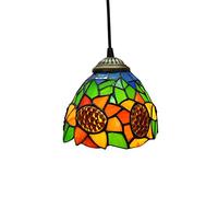 ASYHONG Tiffany Style Pastoral Pendant Light Sunflower Sanging Lampe Treated Verre Decoration Plafond Lighting Vintage E27 1 Light for Living Room Dining Room Corridor Balcony, 6in KeYJ