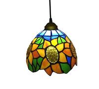 ASYHONG Tiffany Style Pastoral Pendant Light Sunflower Sanging Lampe Treated Verre Decoration Plafond Lighting Vintage E27 1 Light for Living Room Dining Room Corridor Balcony, 8in KeYJ
