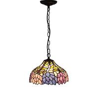 ASYHONG Tiffany Style Treated Pendant Light Light Creativity Creativity Blue Pink Lotus 12 Pouces Shade E27 110V-240V Chandelier Suspendu pour Restaurant KeYJ