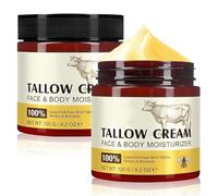 AsyinXson Lot de 2 baumes de bœuf et de miel, crème hydratante pour le visage au bœuf, crème hydratante pour le visage Grass-Fed Pure Beef Tallow, Honey & Beeswax, convient pour les peaux sèches et