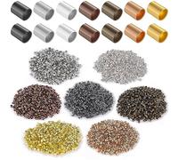 ASYKNM 1500PCS Perles à écraser,Perle a Ecraser en Laiton,Ensembles de Perles a Sertir Intercalaire,Embouts de Curseur Tube d'extrémité à Sertir,Fabricationde de Bijoux 1.5mm/2.0mm/2.5mm