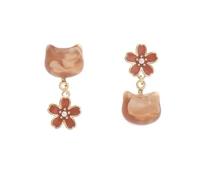 Asymétrique Chat Cherry Blossom Drop Boucles d'oreilles lunatique Félin Sakura Boucle d'oreille Mignon et délicat Accessoire Convient pour les festivals, les fêtes et la vie quotidienne