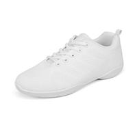 Asyusyu Cheer Shoes Chaussures de pom-pom girl blanches à semelle intégrale en maille pour danse jazz pour filles et femmes, blanc, 34 EU