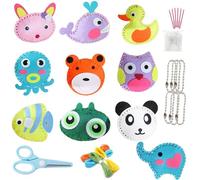Aszaui 10 Pièces Kit Couture Enfant de Forêt Animaux,Tricotin Artisanat,Kits d'Artisanat en Feutre,Fait à la Main Créatif Pendentif Matériel Paquet,Kit de Couture Éducatif Bricolage Couture