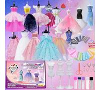 Aszaui 650 Pièces Kit Couture Enfant,Loisirs Créatifs Fille 10 Ans Bricolage avec 3 Mannequins Dessinons la Mode kit Couture,Cadeau D'anniversaire Pour Enfant 9 10 11 12+ Ans.