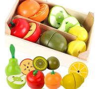 Aszaui Jouet Bois Fruit Légume de Coupe pour Dinette Enfant,Fruit et Legumes Jeux Enfant,Jouet Éducatif Éveil Montessori, Cuisine Jeux Accessoire Aliment Nourriture, Jouet Cadeau pour Enfants