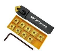ASZLBYM 5/8" Outil de tournage MSSNR1616H12 CNC Barre d'alésage de tour Porte-outils de tournage en métal Porte-outil de tournage externe et 10pc SNMG120404-MA/SNMG431-MA insert indexables en carbure