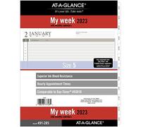 AT-A-GLANCE 2023 Weekly Planner Refill, Hourly, 93010 Day-Timer, 8-1/2" x 11", Size 5, Folio Size, Loose Leaf, Monthly Tabs (491-285)