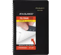 AT-A-GLANCE Agenda académique 2024-2025, hebdomadaire, carnet de rendez-vous horaire, 12,7 x 20,3 cm, petite poche, couverture flexible, noir (7010105)
