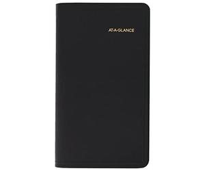 AT-A-GLANCE Calendrier hebdomadaire de poche 2023, carnet de rendez-vous, 8,9 x 16,5 cm, format de poche, rechargeable, téléphone/adresse, noir (7000805)