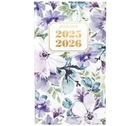AT-A-GLANCE Planificateur 2025-2026, 8,9 x 15,2 cm, format de poche, planificateur mensuel 2 ans, badge, floral (1722F-021-25)