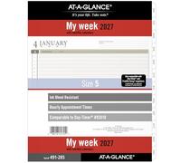 AT-A-GLANCE Recharge pour agenda 2027, hebdomadaire, 21,6 x 27,9 cm, format folio 5, onglets, feuilles mobiles à 7 anneaux (491-285-27)