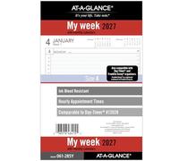 AT-A-GLANCE Recharge pour planificateur 2027, hebdomadaire, 14 x 21,6 cm, taille du bureau 4, feuilles mobiles à 7 anneaux (061-285Y-27)