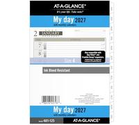 AT-A-GLANCE Recharge quotidienne pour planificateur 2027, 14 x 21,6 cm, taille du bureau 4, recharge une page par jour, feuilles mobiles à 7 anneaux (481-125-27)