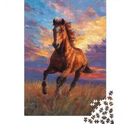 at Coucher de Soleil - Chevaux Running on The Grass 1000 Pièces, Puzzle Impossible pour Adultes, Cadeaux, pour Enfants38x26cm/1000pcs