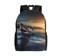 At Dusk Shark Sac à dos pour ordinateur portable pour homme et femme Sac à dos de voyage imperméable et léger Sac à dos décontracté