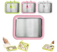 At Home Kit de machine à crème glacée roulée instantanée portable avec 2 grattoirs, machine à geler yaourt en acier inoxydable (rose)