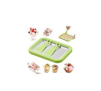 At-Home Kit de machine à crème glacée roulée portable, plateau de glace roulée maison, plaque de congélation instantanée avec 2 grattoirs, machine à dessert glacée en acier inoxydable, pour yaourt